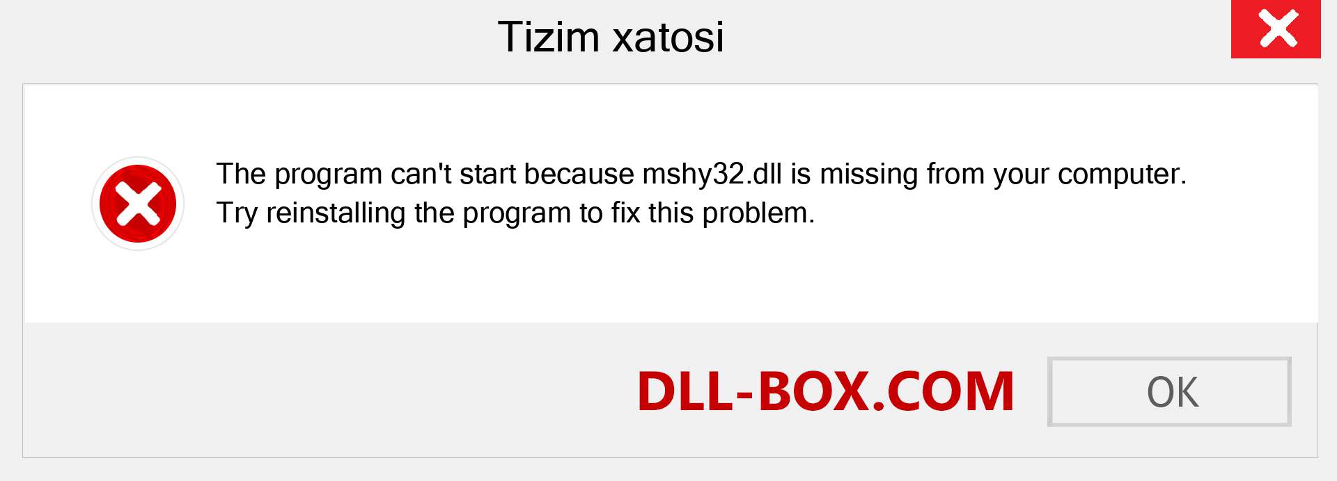 mshy32.dll fayli yo'qolganmi?. Windows 7, 8, 10 uchun yuklab olish - Windowsda mshy32 dll etishmayotgan xatoni tuzating, rasmlar, rasmlar